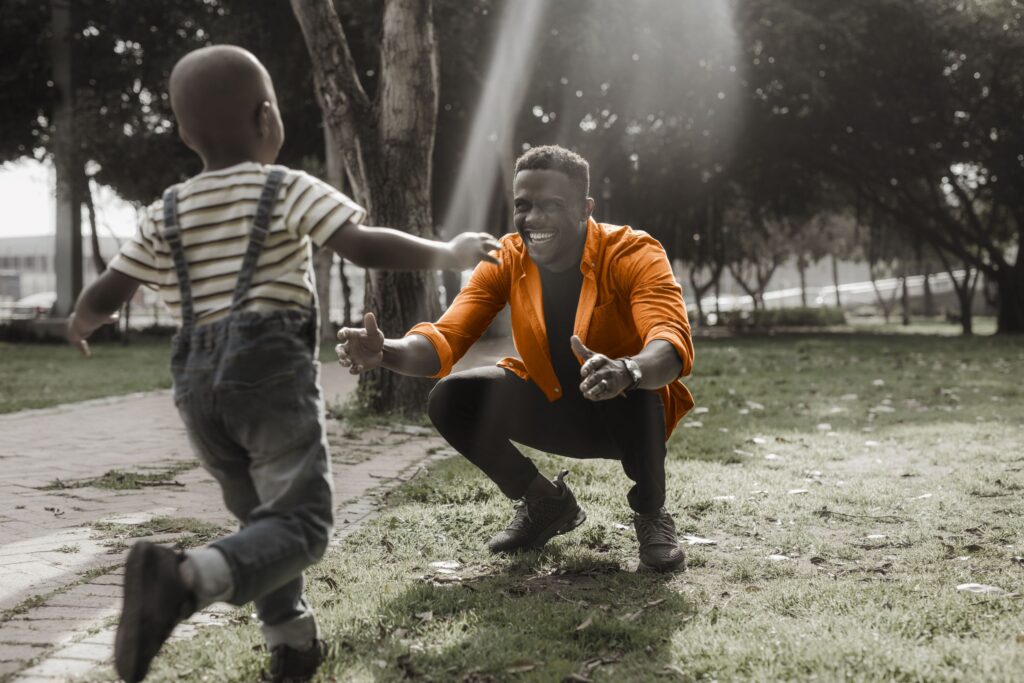 Illustration of a man and his son showing depicting the division of family assets after divorce.
