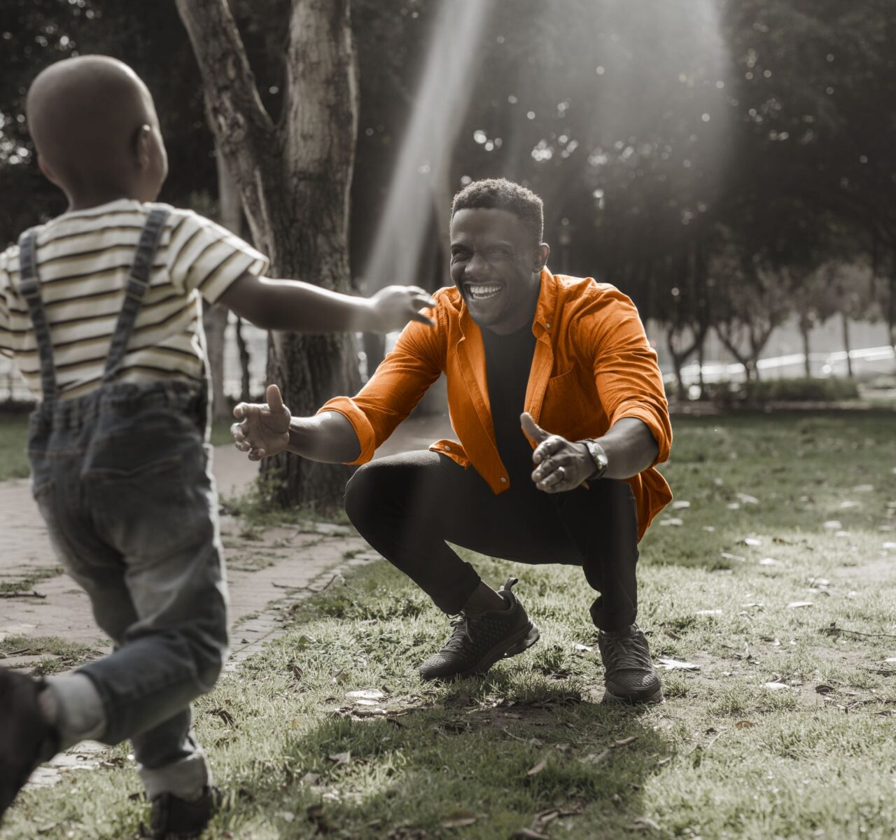 Illustration of a man and his son showing depicting the division of family assets after divorce.